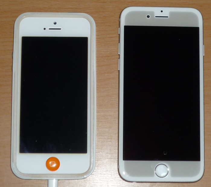 iPhone5とiPhone6のサイズ比較